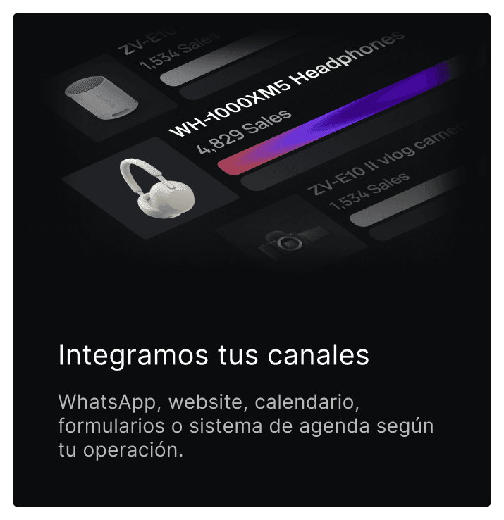 Integramos tus canales — WhatsApp, website, calendario, formularios o sistema de agenda según tu operación.